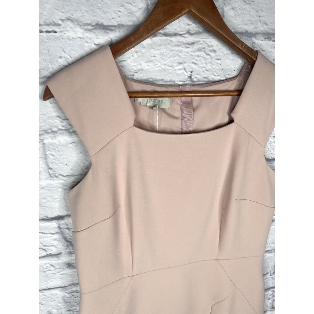 HOBBS LONDON Women's Pale Pink Notch Square Neck Sheath Dress US 8 - Picture 2 of 11